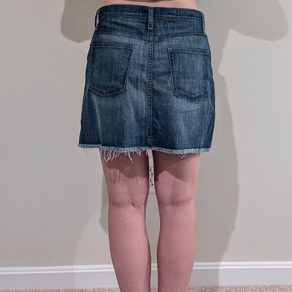 Madewell Rigid Denim A-Line Fluffy Hem Mini Skirt, Size 30 - Picture 4 of 6
